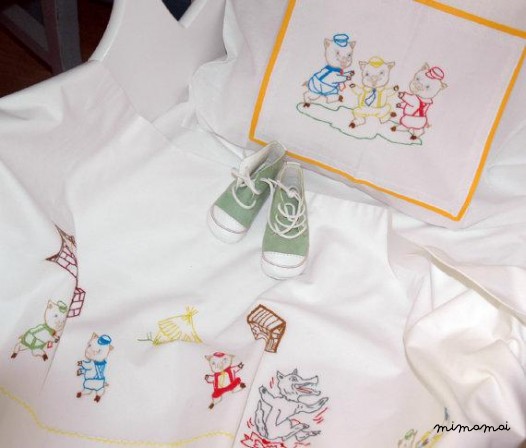 baby linen sheet pillowcase hand embroidered cradle stroller nursery