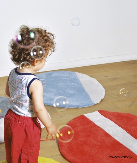 TAPIS COTON (80x78cm) - STONE POPPY RED