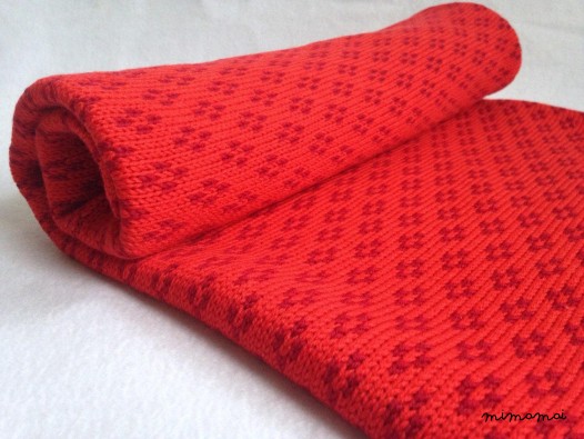 Baby Knit Blanket in Red /Wool Knit Blanket/ Knitted pram Blanket