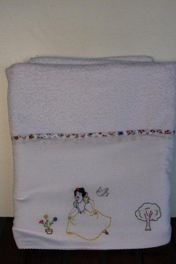 Snow White set 2 asciugamani bagnetto e mano, ricamato a mano, regalo di Natale