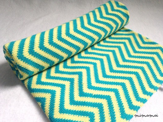 Baby Knit Blanket/Lemon & Turquoise