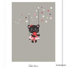 Affiche d&eacute;corative enfant chat mon amie ch&eacute;rie