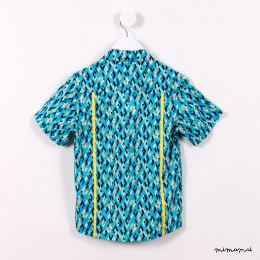 Short-sleeved Piped Shirt green graphic print