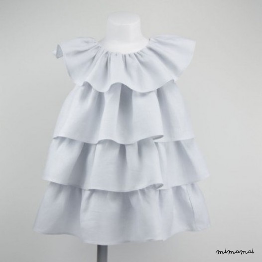 Toddler linen dress, Girls light blue dress, Toddler dress, Romantic Girls dress