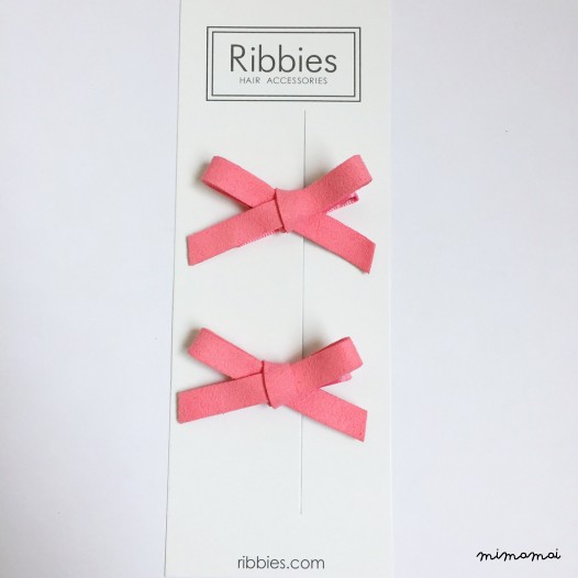 Pair of Suede Bows Hair Clips - Pink