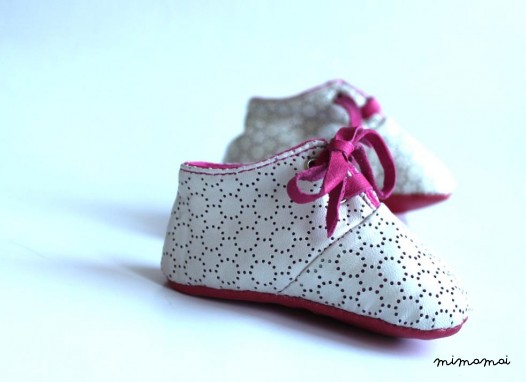 3-6 months Slippers / Baby Shoes Lamb Leather White pink