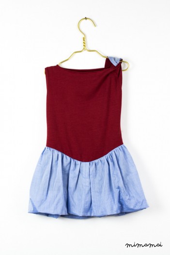 Ella dress in bordeaux and blue