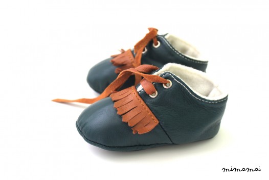3-6 Months Slippers / Baby Shoes Lamb Leather Green Brown Coffee