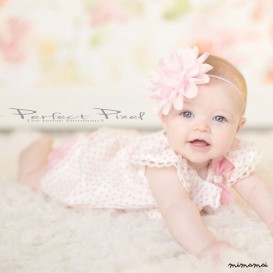 Little Girl Polka dots Ruffle Sleeves Dress with cotton lace