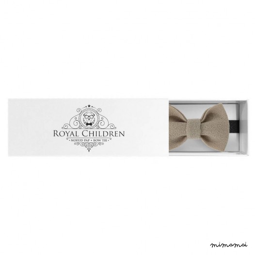 Child beige bow tie, wool crepe