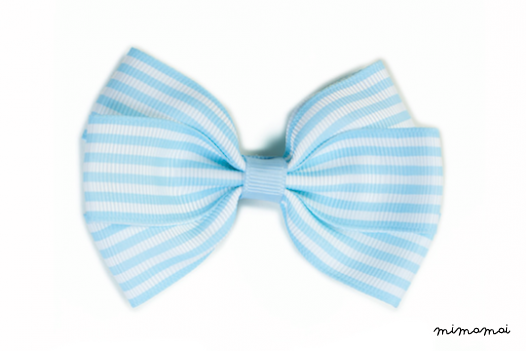 Stripe Bow - Blue & White
