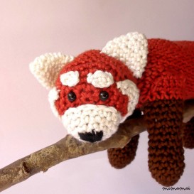 Crochet red panda plush