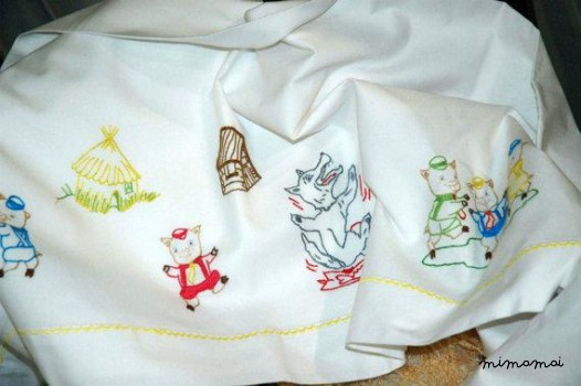 baby linen sheet pillowcase hand embroidered cradle stroller nursery