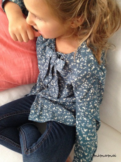 Girls Blouse,Girl's printed green and beige blouse with birds
