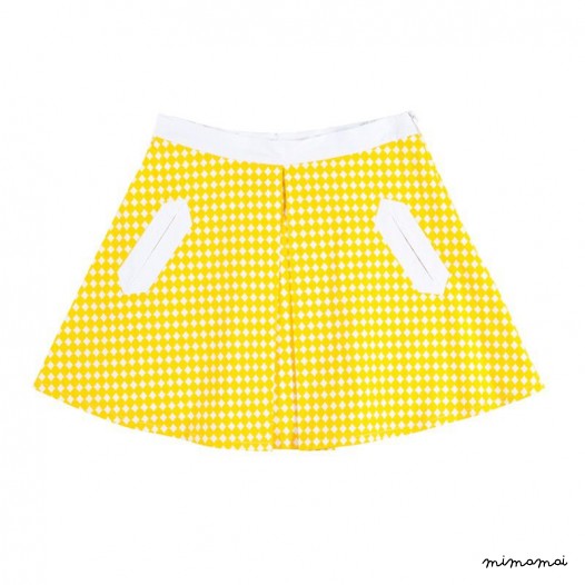 Box Pleat Skirt yellow diamond