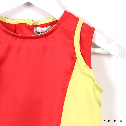 Sleeveless Contrast Top pink yellow blue