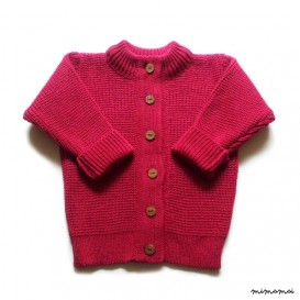 Children's Merino wool round neck Cardigan with handmade oak buttons