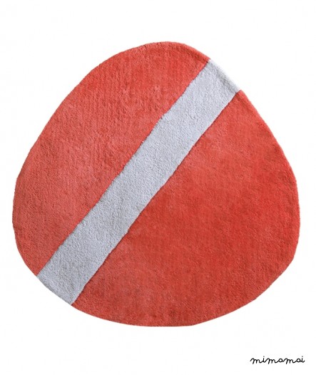 TAPIS COTON (80x78cm) - STONE POPPY RED