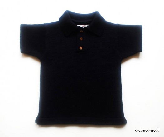 Babies/Children's knitted Merino wool Poloshirt/Sweater shirt with handmade oak buttons