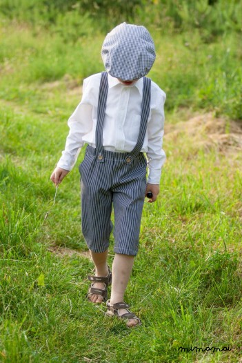 Suspender striped short pants