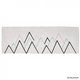 Tapis g&eacute;om&eacute;trique montagnes noir et menthe glac&eacute;e