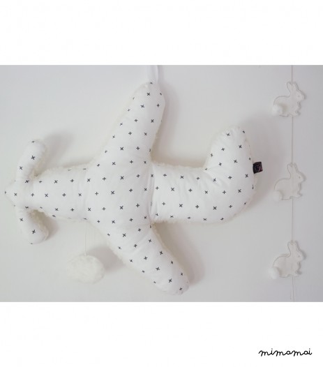COUSSIN MUSICAL AVION OSCAR BLANC