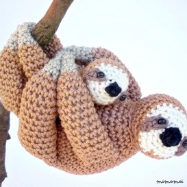 Mother & baby sloth crochet animals