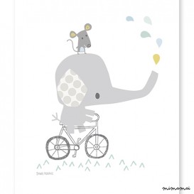 Affiche &eacute;l&eacute;phant sur son v&eacute;lo