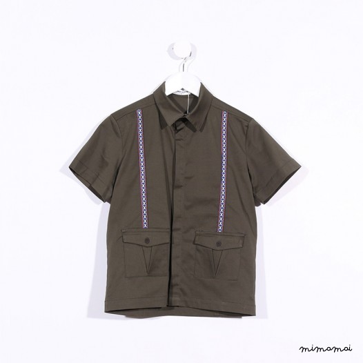 Short-sleeved Suspenders Shirt army green