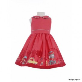 Millie Dress London Print in Raspberry