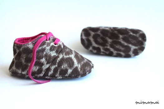 12-18 Months Slippers / Baby Shoes Lamb Leather leopard