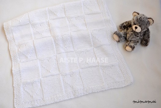 Wool baby blanket, Hand knitted, White