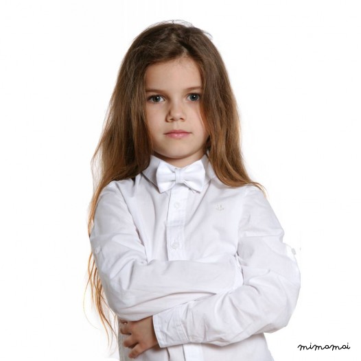 Child white bow tie, cotton satin