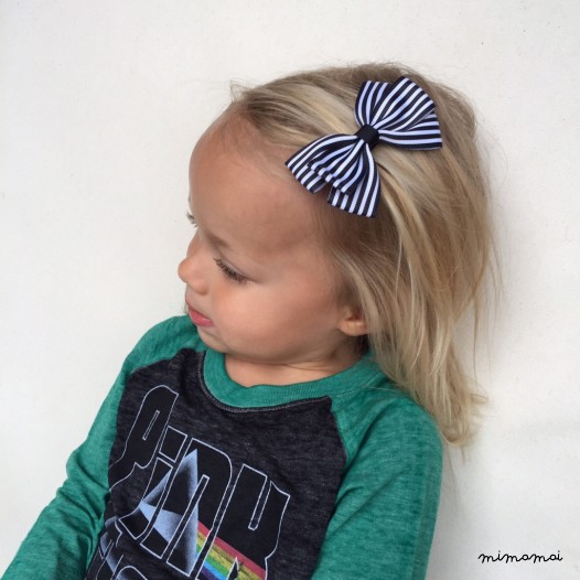 Stripe Bow - Hot Pink & White
