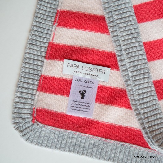 Striped Cashmere Blanket with Heart - Fuchsia