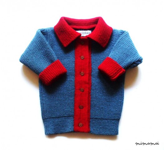 Babies/Children's knitted lambswool collar Cardigan with oak buttons