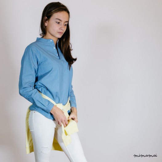 Chemise col mao denim Maxence