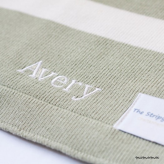 Battledown Green Striped Cotton Blanket
