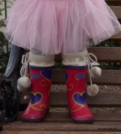 High knee socks with pom poms