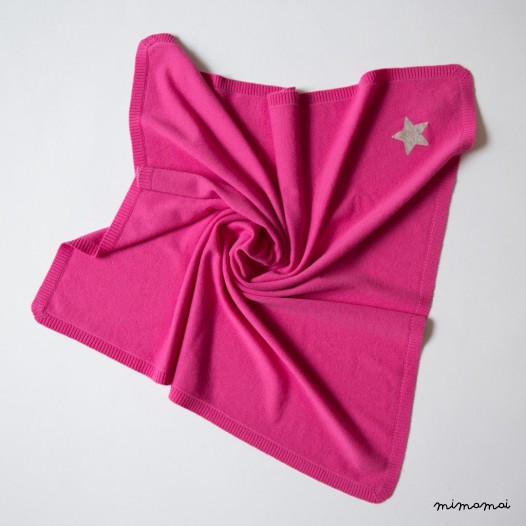 Cashmere Baby Blanket with Star - Pink