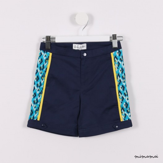 Piped Shorts with Cuffs blue