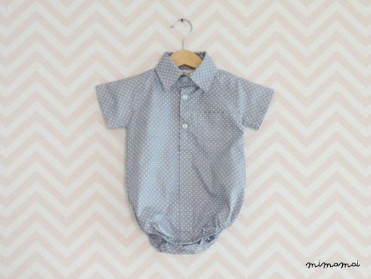 Baby Boy Shirt Bodysuit, Gray