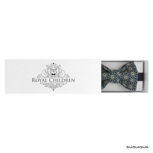 Child dark-green with beige stars bow tie, cotton