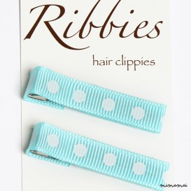 Pair of Kiera Blue with Dots hairclips