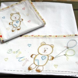 baby lenzuolo di lino federa ricamato bambino orso giocattoli culla passeggino