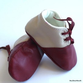 12-18 Months Slippers / Baby Shoes Lamb Leather Claret Red Bordeaux