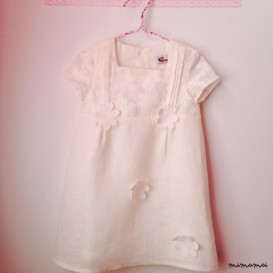 Toddler linen dress, Girls white dress, Classic toddler dress, Embroidered Girls dress