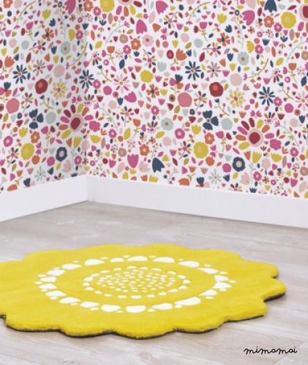 Tapis fleur fille (&Oslash;80cm) - FLEUR JAUNE