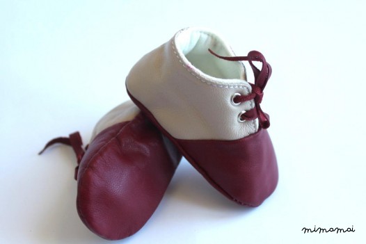 3-6 Months Slippers / Baby Shoes Lamb Leather Claret Red Bordeaux