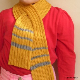 Childrens scarf, Merino wool, Gold & Grey